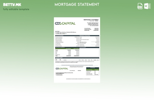 модерен стил Мароко ЦДГ Капитален извештај за хипотека Шаблон за Word и PDF